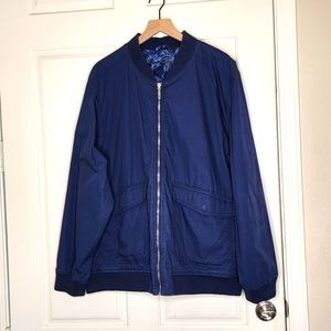 Tommy Bahama Fez Frond Reversible Bomber Jacket | Navy and Palm Print | XL